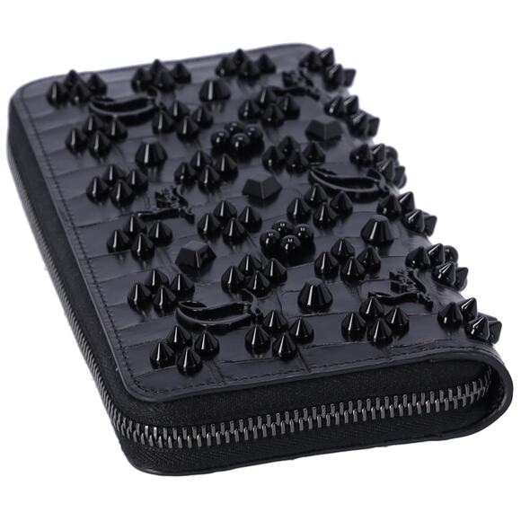 Christian Louboutin Long Wallet Black Leather Spike Stud Embellished - Picture 5 of 5